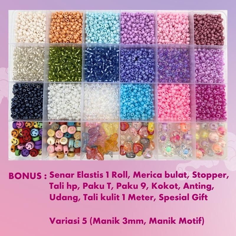 Manik Manik Pasir 1 Box / Paket Manik Manik DIY / DIY Meronce / Set Manik Manik 1 Box isi 24