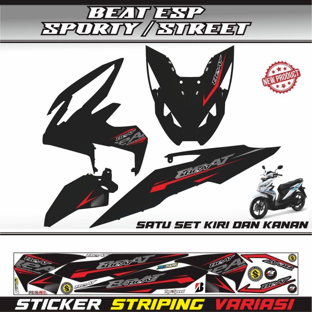 STIKER STRIPING MOTOR HONDA BEAT ESP / BEAT STREET / BEAT SPORTI STIKER STIKER MOTOR