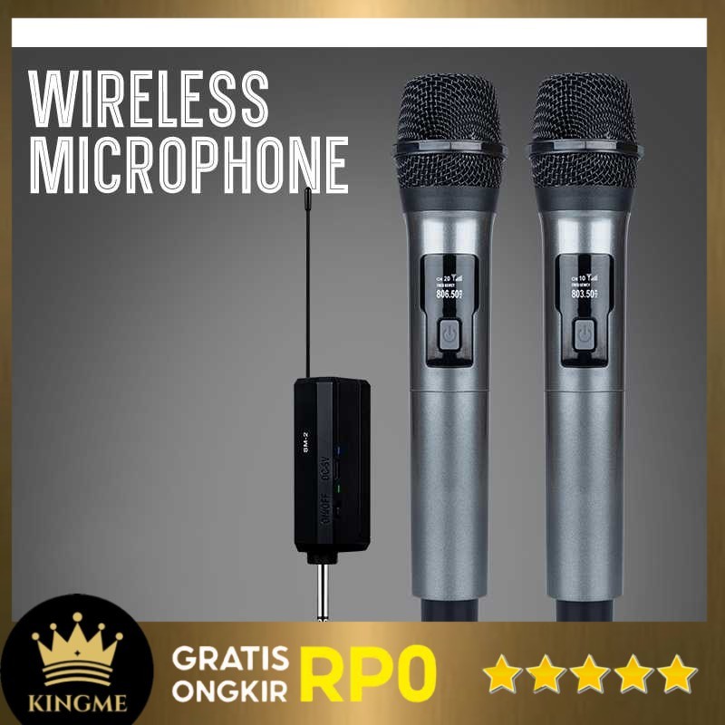 KINGME - RIWORAL Microphone Karaoke Wireless Rechargeable 2 Channel UHF 2 PCS - SM2