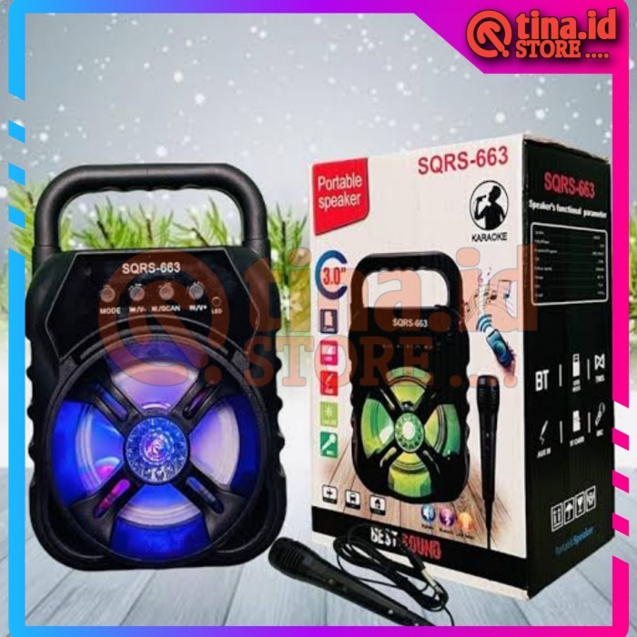 SQRS-663 Speaker Bluetooth Karaoke Portable | Musik Box Free Mic - Speaker Saja cod