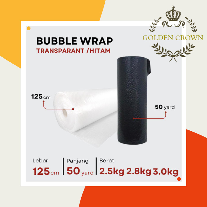 

BUBBLE WRAP PREMIUM TEBAL 125 CM X 50 M HITAM BENING TRANSPARAN