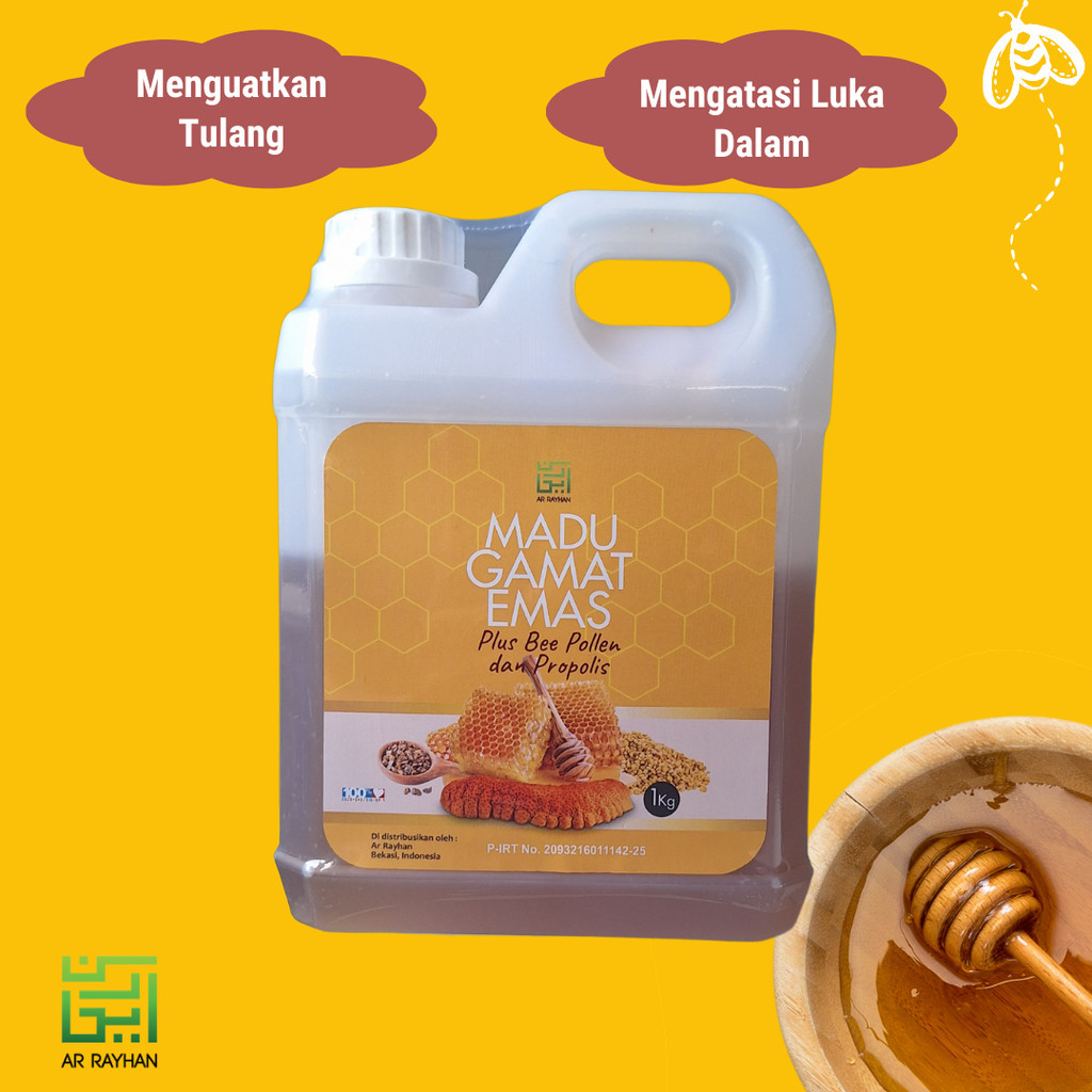 

Madu PLUS Gamat Emas Bee Pollen dan Propolis Madu Super Kalimantan Penyembuhan Luka dalam Pasca Operasi Menguatkan Tulang Netto 1 kg