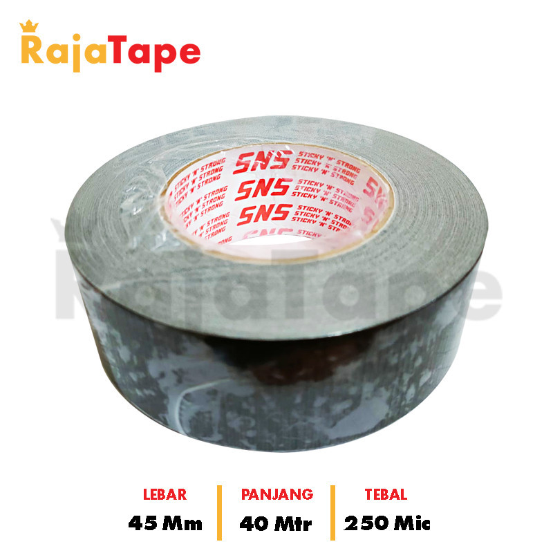 

Lakban Kain Hitam/Kuning/Putih Jumbo / Cloth Tape Jumbo 40 Meter x 45 Mm x 250 Mic SNS RAJA TAPE