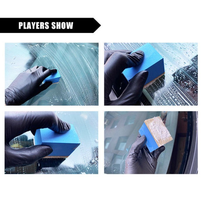 Glass Felt Block Pembersih Poles Jamur Minyak Kaca Mobil Polishing Applicator Busa Lap Kendaraan Felt Block Glass Scrub Polishing Applikator Poles jamur Minyak kaca Depan Cermin Spion Exterior Interior Mobil Motor kerak air Oil Remover Medium