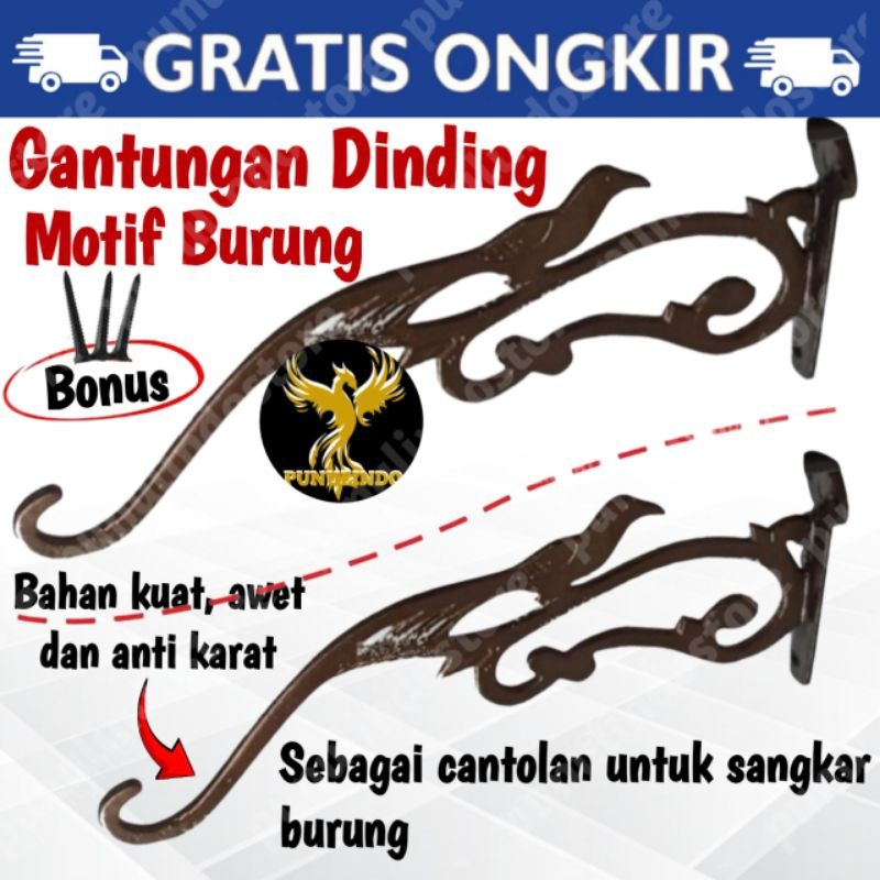 Gantungan Tempel Dinding Tembok Motif Burung Gantungan Sangkar Burung Rak Pot