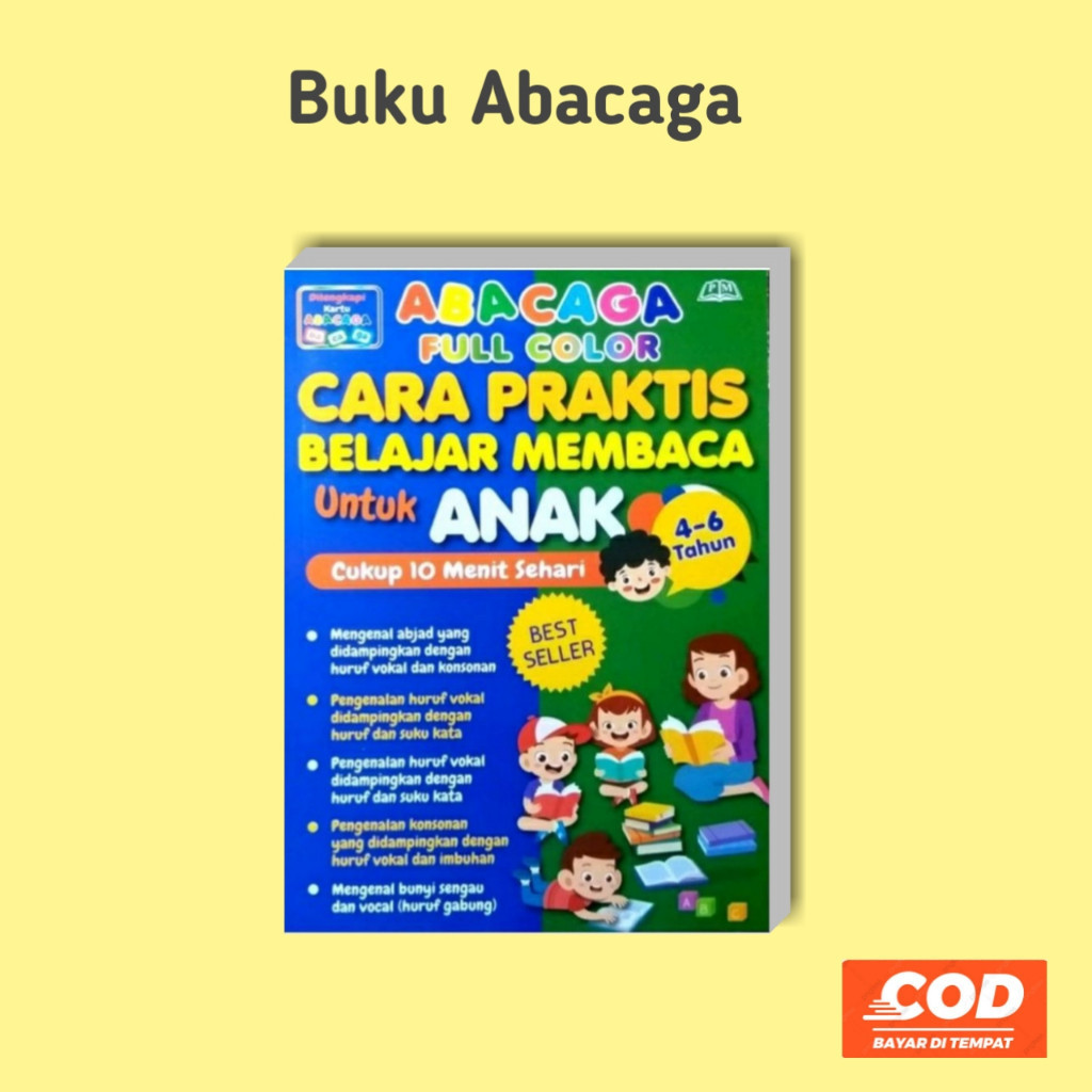 

Buku Abacaga / Cara Praktis Belajar Membaca Untuk Anak 4-6thn / Tanpa Kartu Abacaga / Full Color / Bunda Kekinian