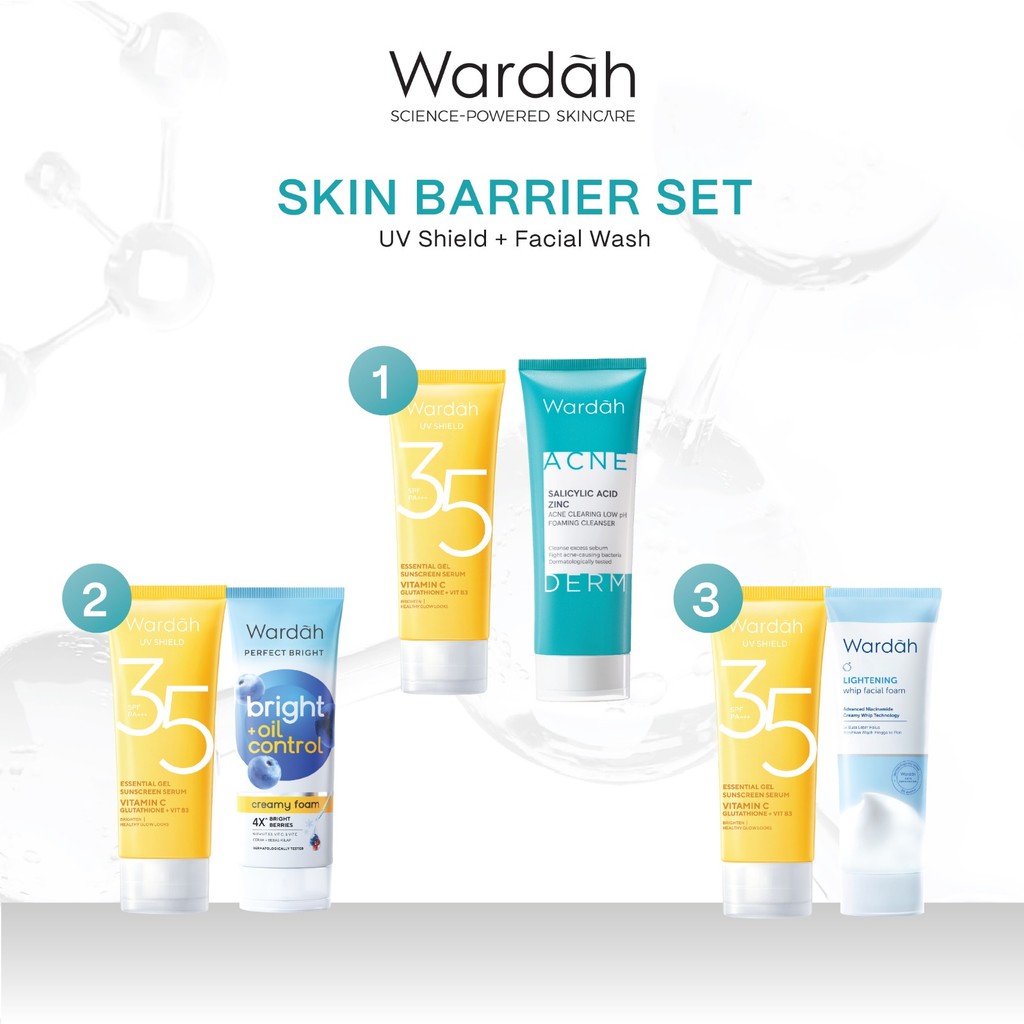 Paket WARDAH Glowing Set - Facial Wash dan Essential Gel SPF 35