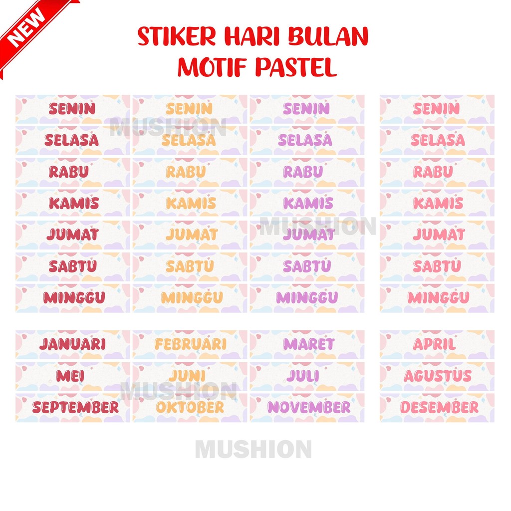

[BISA COD] stiker hari dan bulan motif dompet budgeting disiplin keuangan bulanan dompet organizer Paper