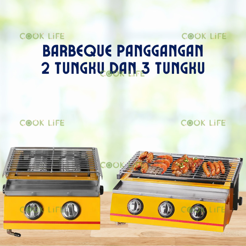 Alat Pemanggang Barbeque Matsunichi 2 & 3 Tungku Griller Trio BBQ Grill Paket Regulator Gas Kompor P