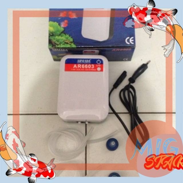 Aquarium pompa udara air pump ac dc armada ar 6603 ori