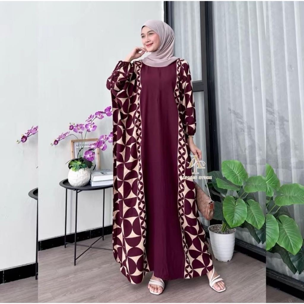 Kaftan Claudy by Kaftan Rayon Premium Jumbo Maksi Busui Lengan Panjang Daster Kaftan Rayon