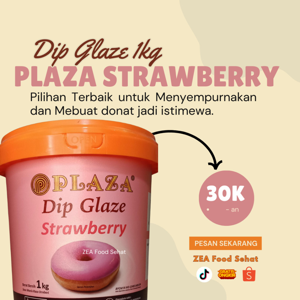 

Plaza Dip Glaze Strawbery 1 kg Selai Olesan Donat ATAU Roti Bakar
