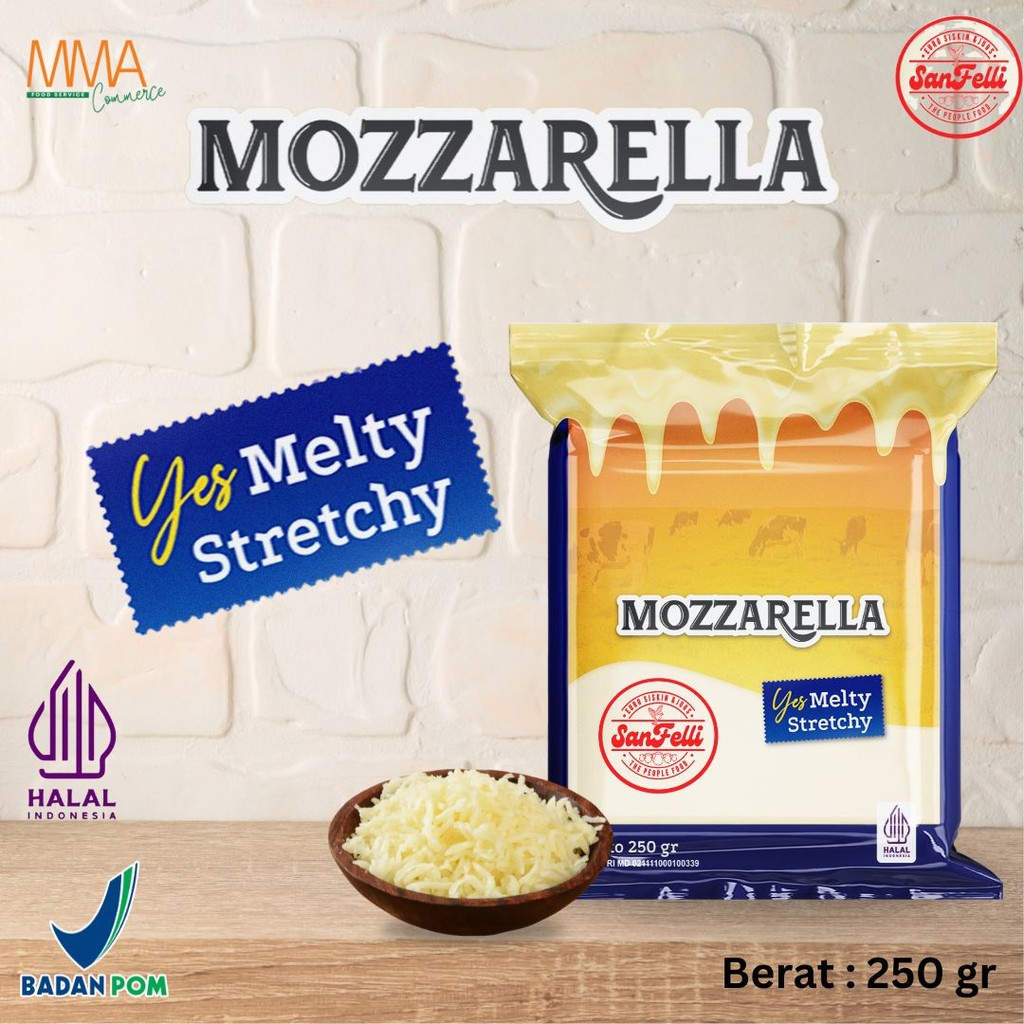 

SANFELLI KEJU MOZZARELLA 250 GRAM / MOZZARELLA CHEESE / KEJU HALAL - 250 GRAM