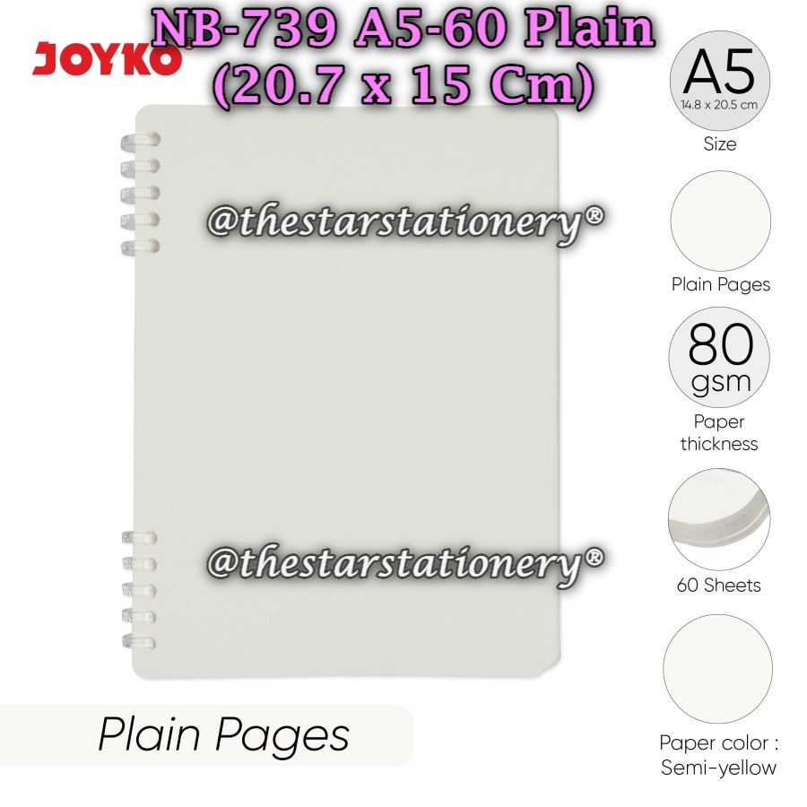 

(1 Biji) GROSIR Refillable Spiral Book Joyko NB-739 A5-60 Plain / Diary Agenda Joyko NB 739
