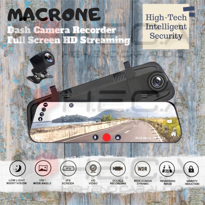 Cheval MACRONE DVR Kaca Spion Tengah Recorder Dashcam CCTV Mobil Rear Camera