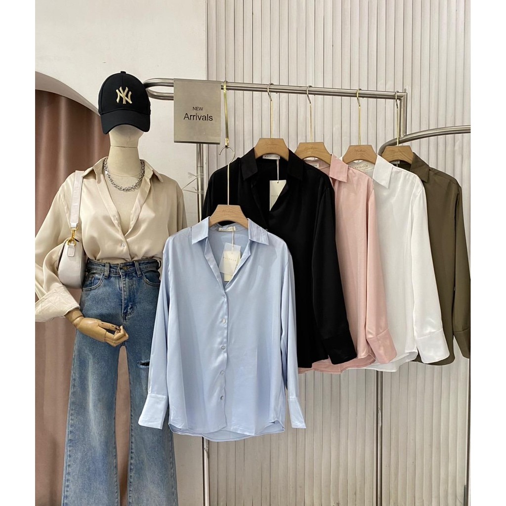 Kemeja Zara Silk Armany/ Kemeja Satin Premium/Kemeja Polos