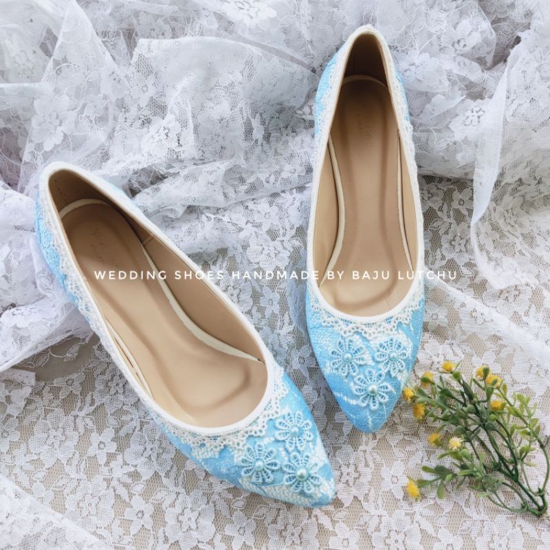 PB - sepatu wedding heels wedding biru muda