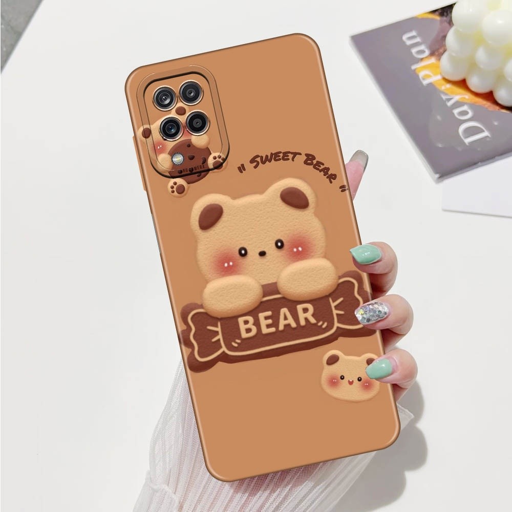 Softcase HP Samsung Galaxy A12 / Samsung Galaxy M12 Fashion Printing Bear Beruang Lucu Imut Silikon 