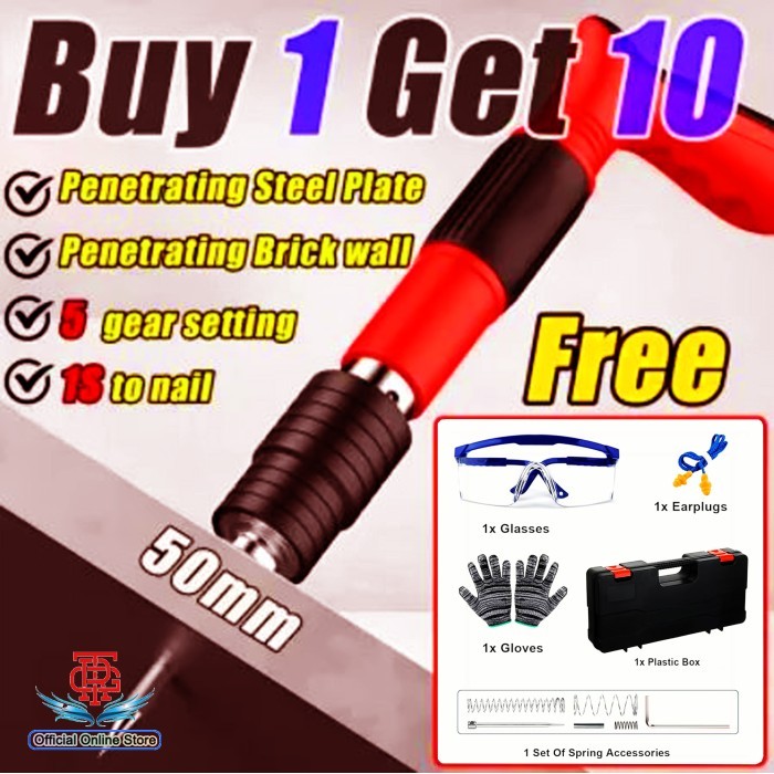 1 SET Tool Box Mini Stampset Ramset T500 Alat Tembak Paku 7.3 MM Beton Besi Baja Tembok Dinding Plaf