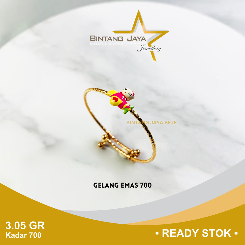 Gelang Emas Kadar 700 16K 4n4k Berat 3.05 gr gram Model Karakter Cewek Lucu Unik Glg Tangan B4bY Per