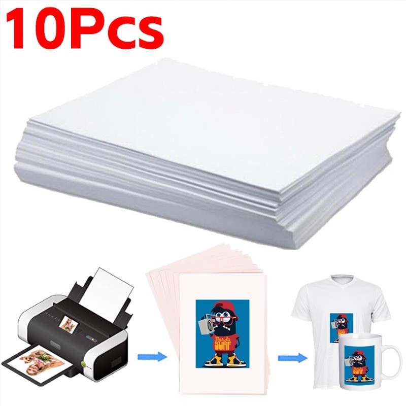 

10 Sheets A4 Paper Sublimation Heat Transfer Paper Print Ion on Fabric Clothes T-shirt for Inkjet Printer DIY Craft Supplies