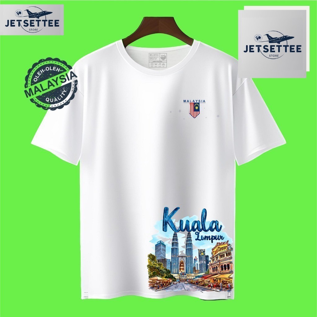 Kaos Oleh - Oleh Malaysia Putih, Kuala Lumpur, Genting T-Shirt Cotton Combed - SOUVENIR PREMIUM GIFT