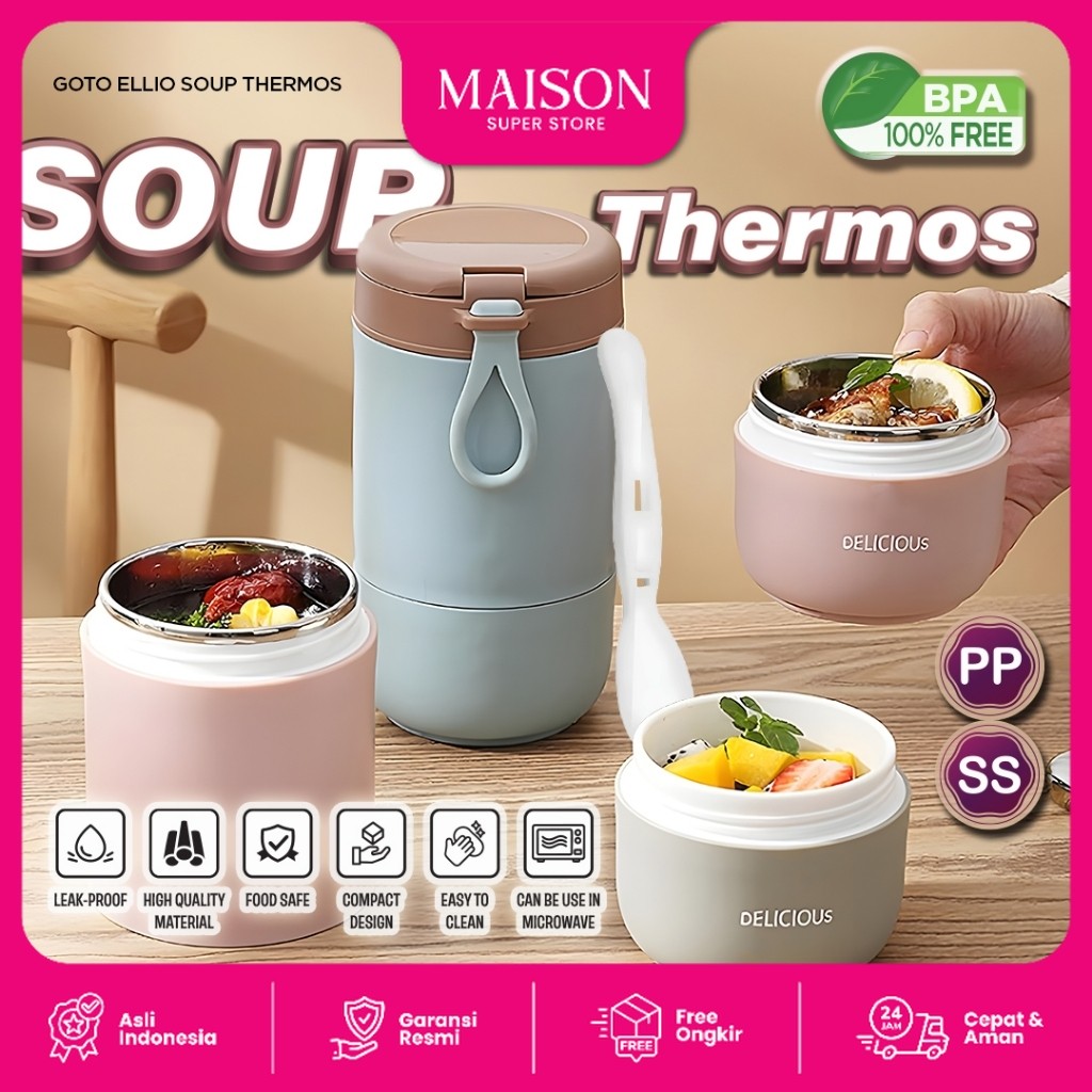 Goto Ellio Termos Sup Tempat Bekal Makan Tahan Panas Anti Tumpah