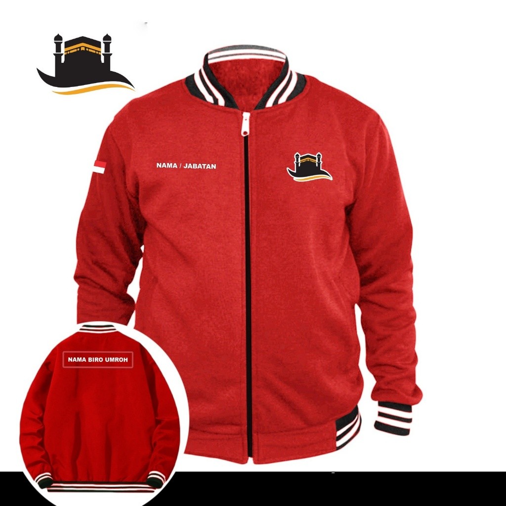 TERBARUU  Jaket Baseball Resleting BIRO UMROH / Jaket Baseball Custom Sablon BIRO UMROH / Jaket Pria