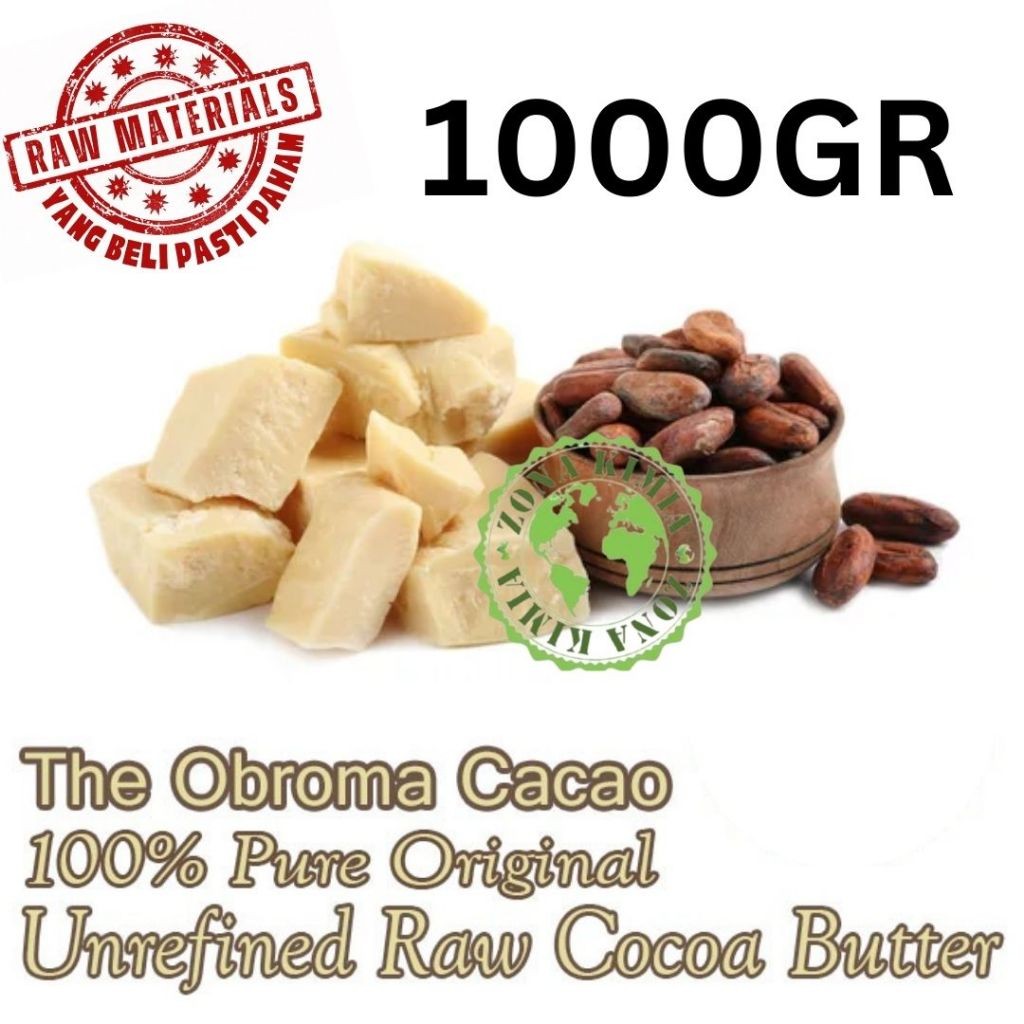 

Unrefined Cocoa Butter Lemak Coklat 1kg Raw Cacao Butter Vegan Mentega Coklat
