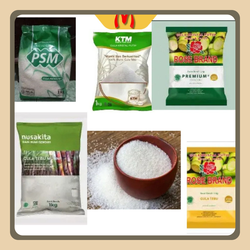 

Gula Pasir Putih Kemasan 1 Kg | Rose Brand | KTM | PSM | Kemasan 900g