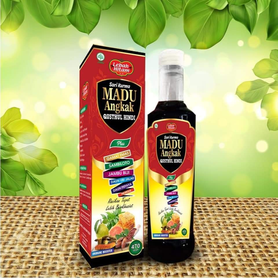 

SARI KURMA MADU ANGKAK Lebah HItam 470gr Plus QH Jambu Biji Daun Ubi Jalar efektif atasi DBD thyphus menaikan trombosit