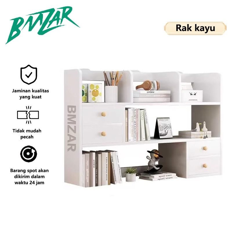 

BMZAR Rak Buku Kayu Rak Desktop Rak Penyimpanan Adjustable Serbaguna Desktop Organizer
