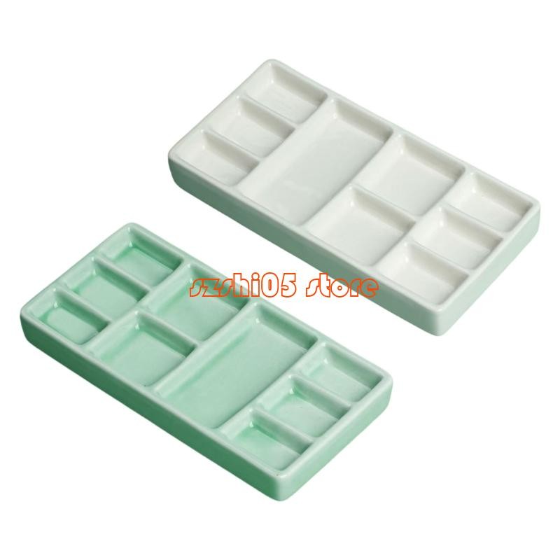 

781E Ceramic Paint Palette 9 Wells Paint Mixing Tray Square Ceramic Paint Holder Case