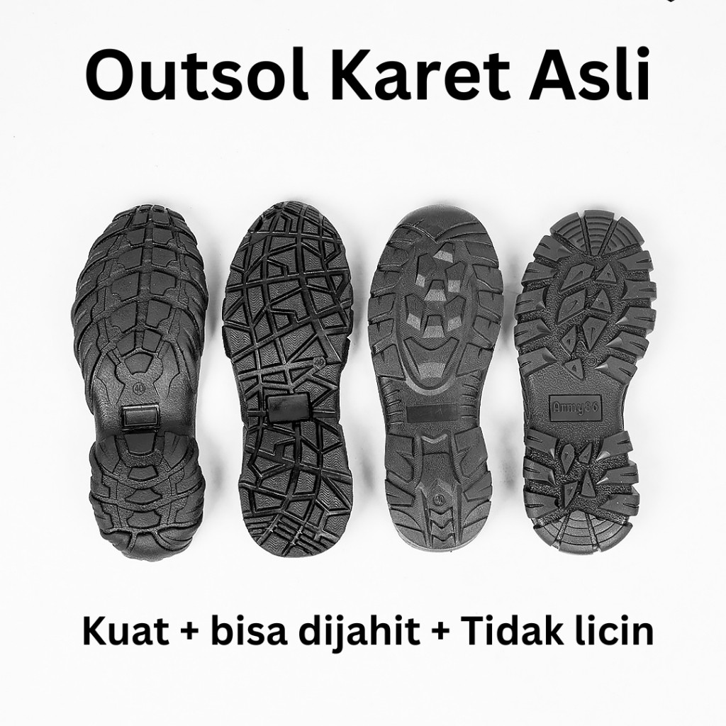 Outsol Sepatu pdl pdh safety boots alas sepatu bahan karet asli TNI Polri Security Trekking Army86