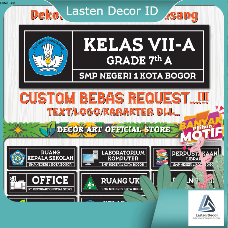 

Custom 30x11 Cm - Papan Nama Siap Pasang Penanda Ruangan Kelas Sekolah Universitas Petunjuk Dll -SGN