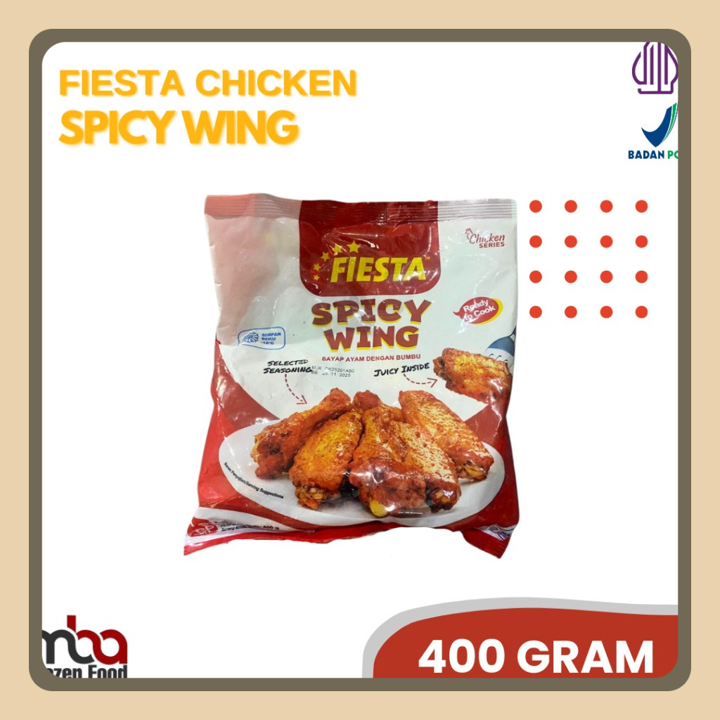 

Fiesta Spicy Wing / Sayap Ayam 400 Gram /Nugget /AyamTepung /Frozenfood /Nugget Ayam /Makanan Siap Saji /Makanan Beku /Ayam Goreng /Beku /Ayam Beku