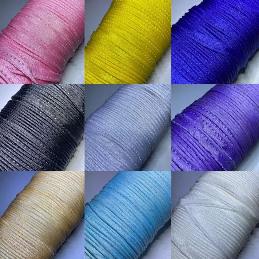 BISBAN BAHAN SATIN ISI 90 YARD PER ROLL BERBAGAI WARNA (8 MM)