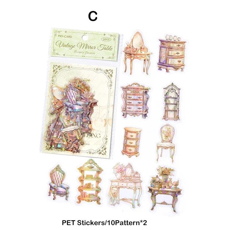 

20pcs/pack Twinkle PET Stickers Gold Foil Transparent PET Scrapbooking Materials DIY Junk Journal Aesthetics Sticker Stationary