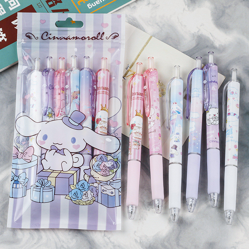 

6pcs Pulpen pen gel mekanik 0.5mm Ballpoint gel mekanik Pulpen aesthetic