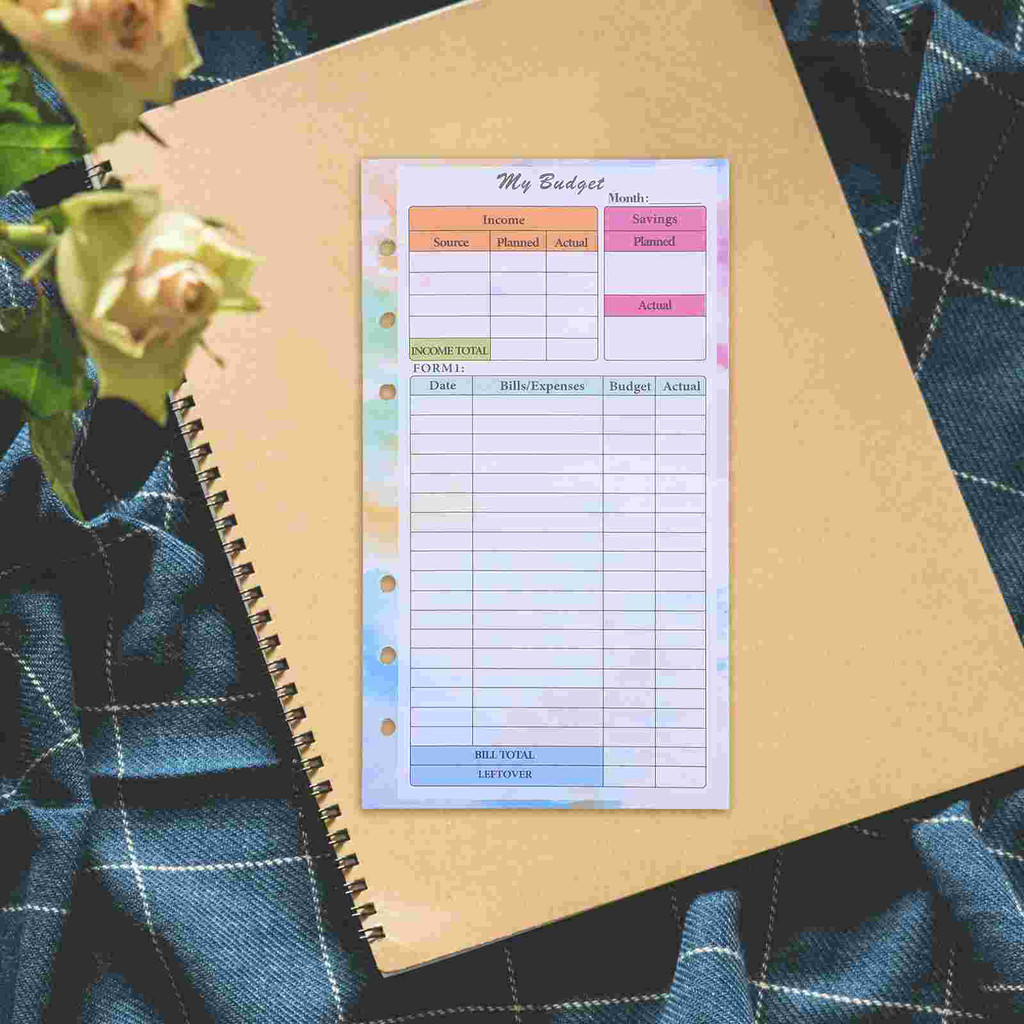 

14 Sheets Planner Inserts 6 Budget Planner Refill Binder Thick Paper Portable Expense Tracker Notebook