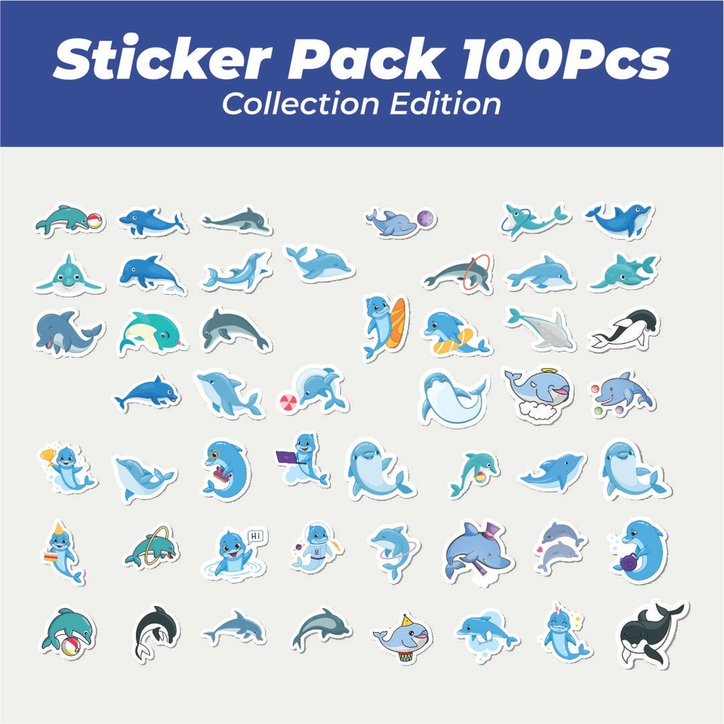 

Hot Stiker Hewan Lumba-Lumba Lucu Anti Air Stikers Berperekat Waterproof Sticker Decal Buat Motor Helm Buku Journal Koper Casing HP Laptop Botol Minum