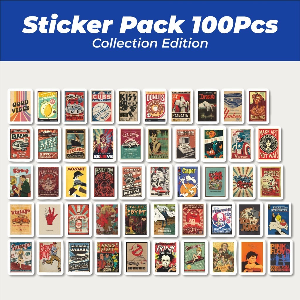 

Hot Stiker Classic Retro Poster Lucu Anti Air Stikers Berperekat Waterproof Sticker Decal Buat Motor Helm Buku Journal Koper Casing HP Laptop Botol Minum