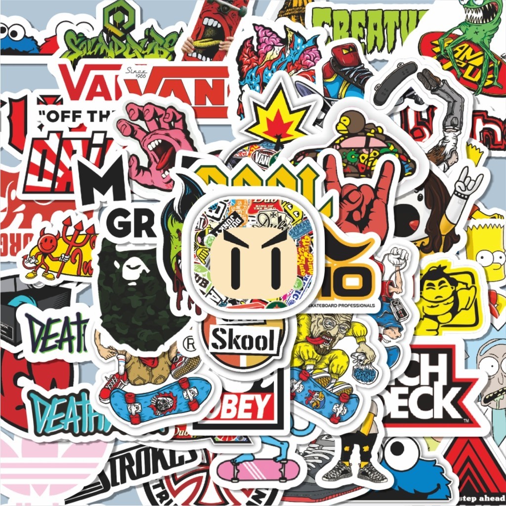 

100PCS Lucu Stiker Logo Skateboard Versi 2 Stiker Aesthetic Stiker Anti Air Stikers Berperekat Waterproof sticker decal buat Motor Helm Buku Journal Koper Casing HP Laptop Botol Minum Hadiah anak