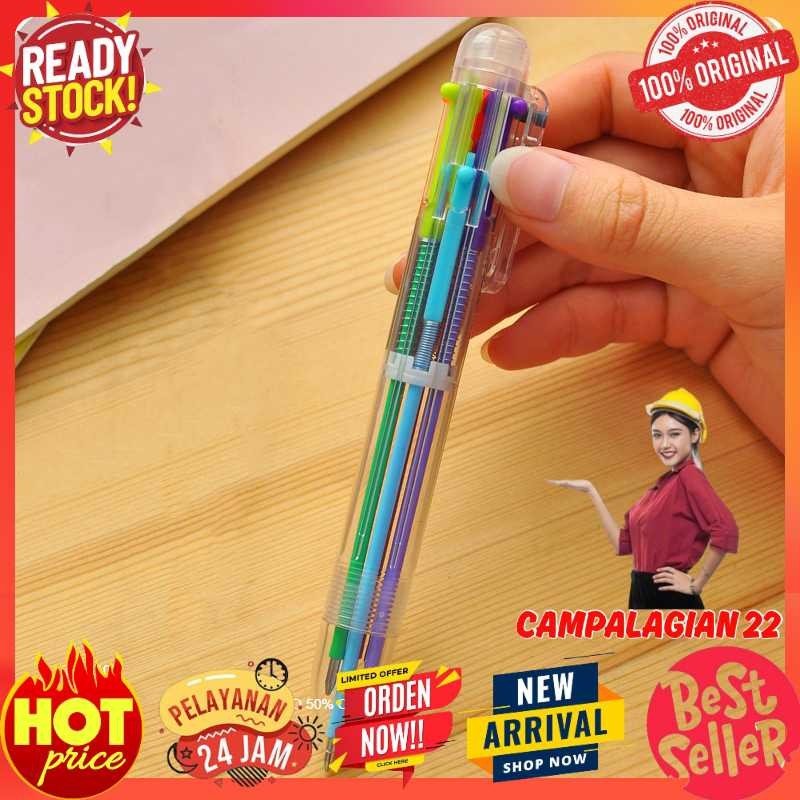 

Pulpen 6in1 Pena Bolpoin Warna-Warni Multi Colored Pen