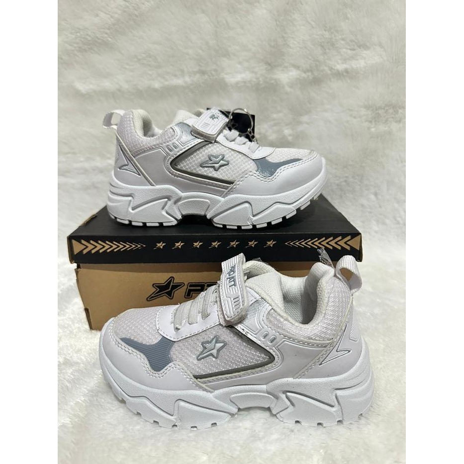 Terlaris  -Sepatu sekolah anak pro att kwb KMI 120v 28-33 sneakers putih Fashion - PUTIH HIJAU, 28