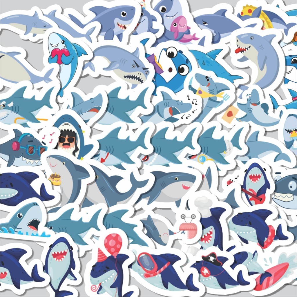 

Stiker Cutting Pack Hewan Ikan Hiu Isi 100Pcs Series Aesthetic Lucu Keren Untuk Koper Bahan Vynil