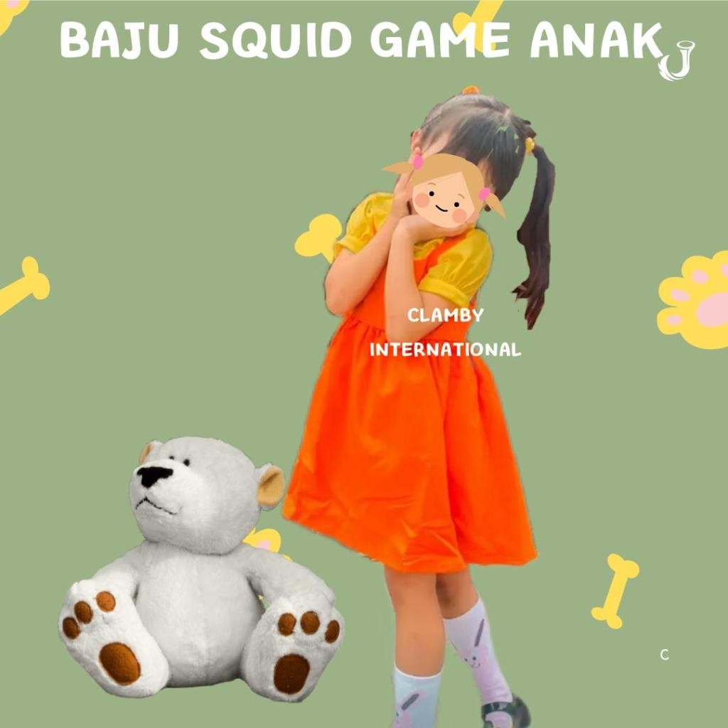 Kostum Baju Dress Viral Kostum Photoshoot Anak Kostum Bayi / Baju Squid Game Anak Perempuan Cosplay