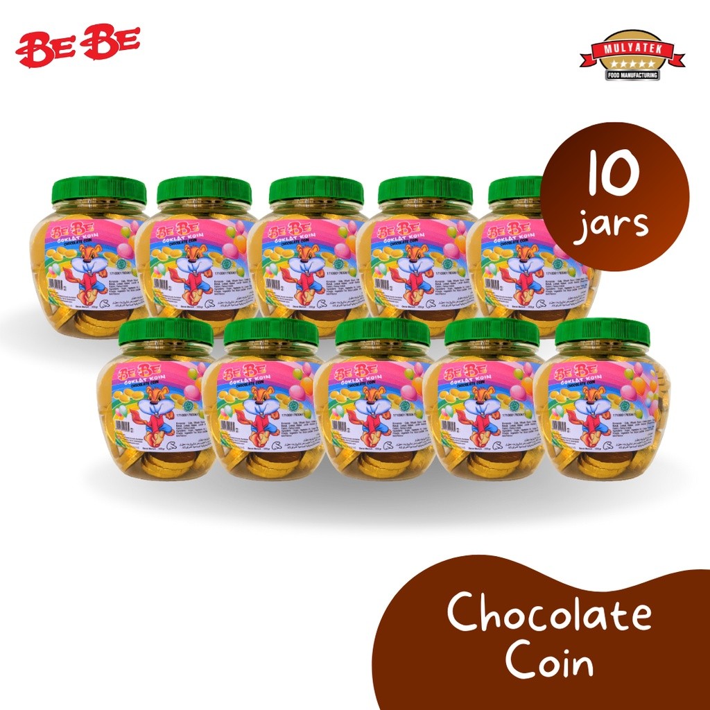 

[Paket 10 Toples] BeBe Chocolate Coin Snack Coklat Koin Gurih 100 pcs