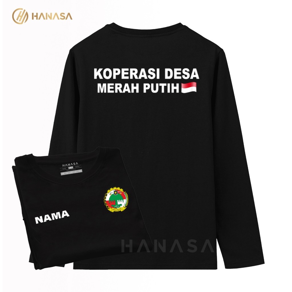 Kaos Wanita Lengan Panjang | Kaos Pria DB Koperasi Desa Merah Putih | Unisex 100% Cotton Combed