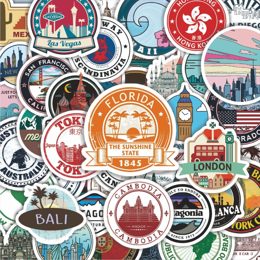 

100PCS Lucu Stiker Famous Scenery [Wisata Pemandangan Terkenal] Stiker Aesthetic Stiker Anti Air Stikers Berperekat Waterproof sticker decal buat Motor Helm Buku Journal Koper Casing HP Laptop Botol Minum Hadiah anak